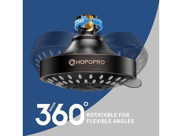 HOPOPRO 5-Mode High Pressure Shower Head - The Washington Post, NBC News, Today TV Show Recommended - High Flow Fixed Showerheads (4 Inch Oil...