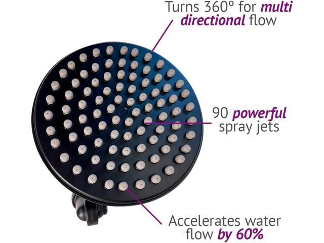 Rainfall Shower Head High-Pressure Luxury with Water Saver - 9-Inch Extra-Large Head - Easy, Tool-Free Installation - Matte Black Finish