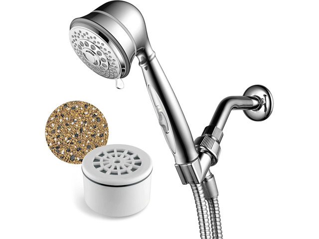 AquaCare by Hotel Spa 7-Setting Filtered Handheld Shower Head with Patented ON/OFF Pause Switch and Enriched KDF Shower Filter Cartridge Inside 4 Inch