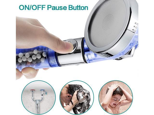MIAOHUI Blue Zenbody Shower Head with Filter Beads, 3 Modes Shower Envy Showerhead with On Off Switch, Handheld Eco Water Spa Shower Head with...