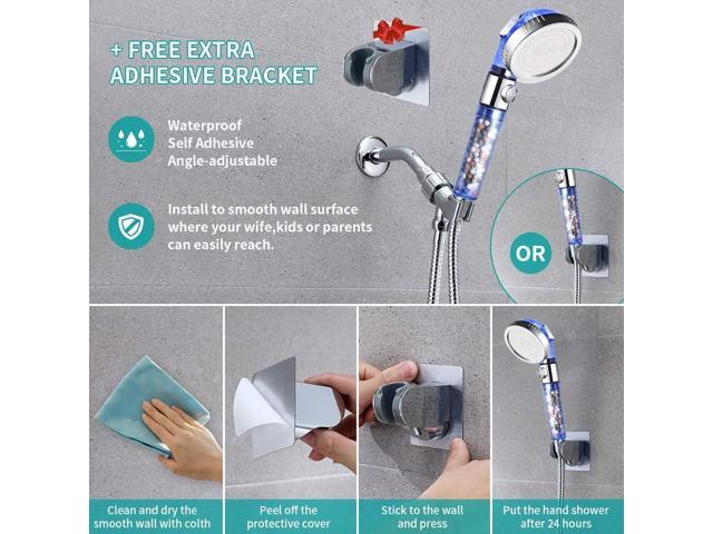 MIAOHUI Blue Zenbody Shower Head with Filter Beads, 3 Modes Shower Envy Showerhead with On Off Switch, Handheld Eco Water Spa Shower Head with...