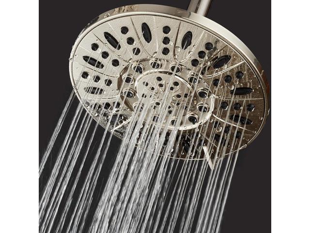 AquaDance Brushed Nickel High Pressure 6-Setting 7' Rain Shower Head Angle Adjustable, Anti-Clog Showerhead Jets, Tool-Free Installation-USA...
