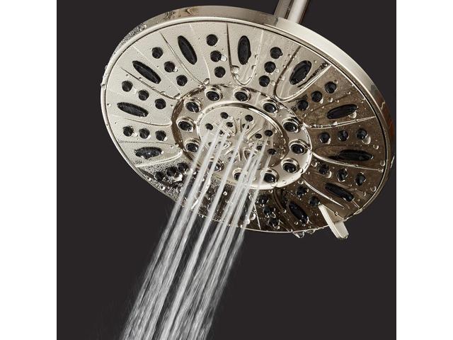 AquaDance Brushed Nickel High Pressure 6-Setting 7' Rain Shower Head Angle Adjustable, Anti-Clog Showerhead Jets, Tool-Free Installation-USA...