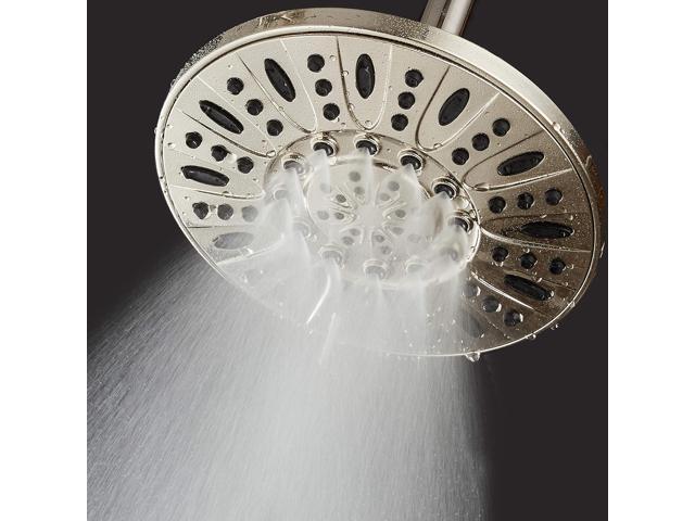 AquaDance Brushed Nickel High Pressure 6-Setting 7' Rain Shower Head Angle Adjustable, Anti-Clog Showerhead Jets, Tool-Free Installation-USA...