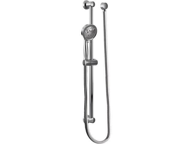 Moen Eco-Performance Chrome Four-Function Removable Handheld Showerhead with 69-Inch-Long Hose and Wall-Mounted Slide Bar, 3667EP