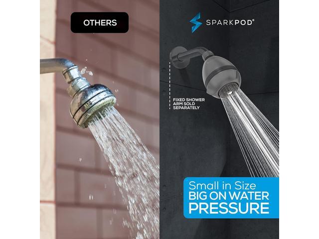 SparkPod 3-Inch Extreme High Pressure Shower Heads - Pressure Boosting with Rain, Massage & Pulsating Mode, Powerful Water-Saving Showerhead - 2.5...
