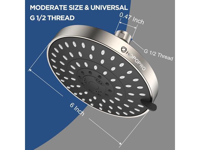 HOPOPRO 5-Mode High Pressure Shower Head - The Washington Post, NBC News, Today TV Show Recommended - High Flow Fixed Showerheads (6 Inch Brushed...