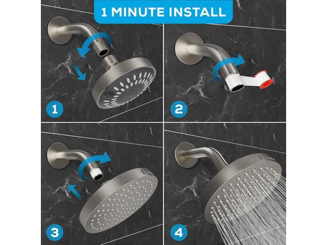 SparkPod Shower Head - High Pressure Rain - Premium Quality Luxury Design - 1-Min Install - Easy Clean Adjustable Replacement for Your Bathroom...