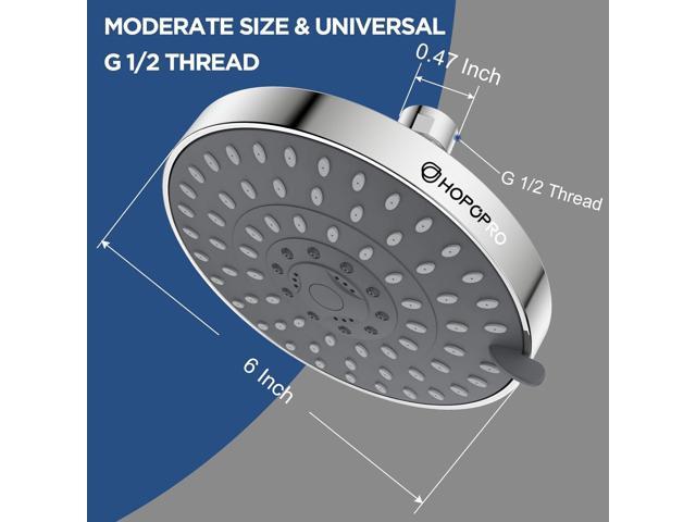 HOPOPRO 5-Mode High Pressure Shower Head - The Washington Post, NBC News, Today TV Show Recommended - High Flow Fixed Showerheads (6 Inch Chrome)