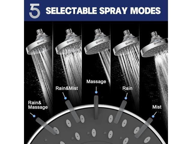 HOPOPRO 5-Mode High Pressure Shower Head - The Washington Post, NBC News, Today TV Show Recommended - High Flow Fixed Showerheads (6 Inch Chrome)