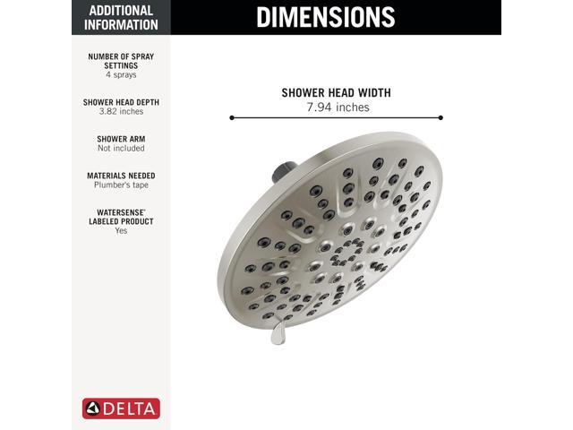 Delta Faucet 4-Setting Shower Head, Brushed Nickel, Round, High Pressure, Metal, 1.75 GPM Flow Rate Shower Head, Brushed Nickel 75617SN