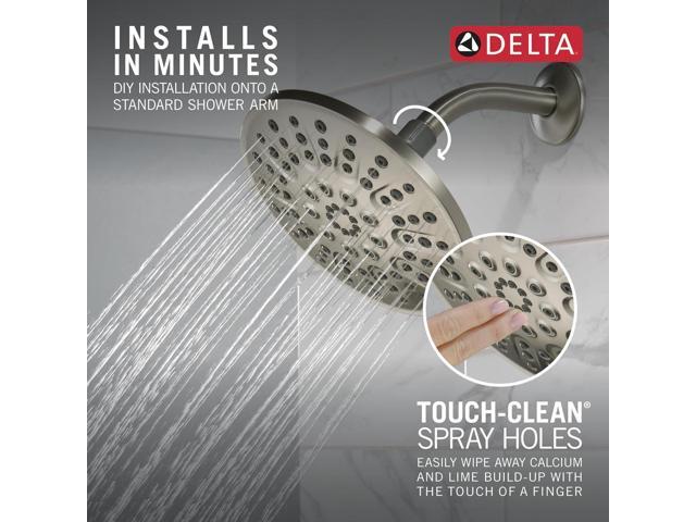Delta Faucet 4-Setting Shower Head, Brushed Nickel, Round, High Pressure, Metal, 1.75 GPM Flow Rate Shower Head, Brushed Nickel 75617SN
