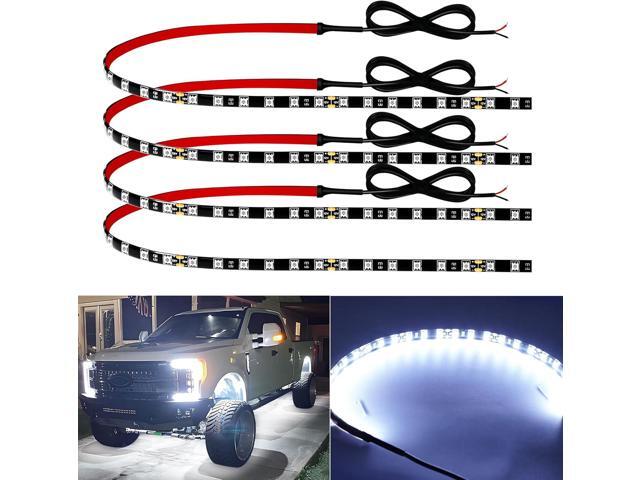 12V Led Light Strip 18' Connectable White LEDs Strip Lights for Car Motorcycle Golf Cart Automotive Trucks Boat Waterproof Led Light Strip, 4Pack