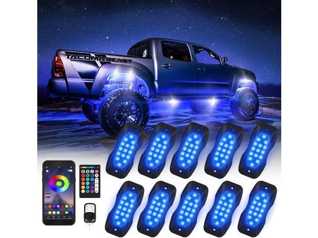 Rock Lights for Trucks 10 Pods RGB LED Rock Lights with Bluetooth APP/Remote Control Music Mode Extension Cords Underglow Lights IP68 Waterproof...