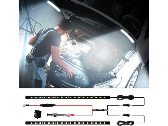 Under Hood Light Under Hood Led Light Kit for Car Engine Bay Led Light kit Car Hood Work Lights Inspection Lights with Automatic On/Off, Universal...