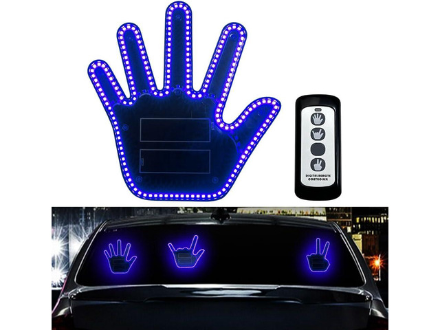 LED Gesture Light Comical Car Finger Light with Remote Ideal Gifted Car Accessories Funny Back Window Sign Car Gadget & Road Rage Sign Give The...