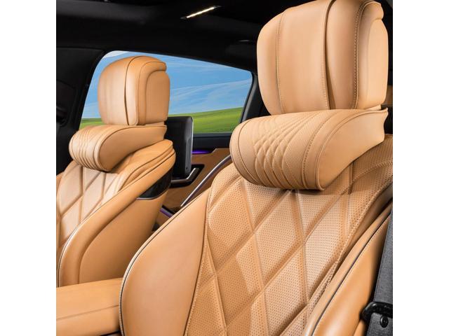 Car Headrest Memory Foam Neck Pillow for Driving with Leather Cover Soft Comfortable Seat Head Pillow Cushion for Most Cars SUV Sedan Home Office...