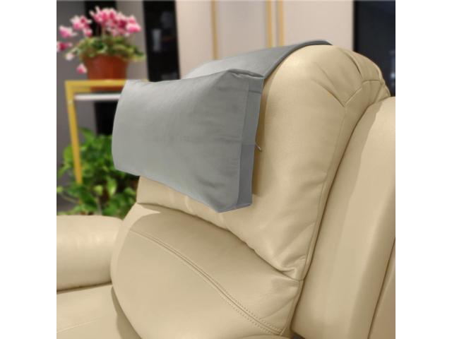 Non-Slip Head Pillow for Recliners - Neck Support Cushion with Velvet Cover for Pain Relief at Home, Office and Travel (Light Gray)