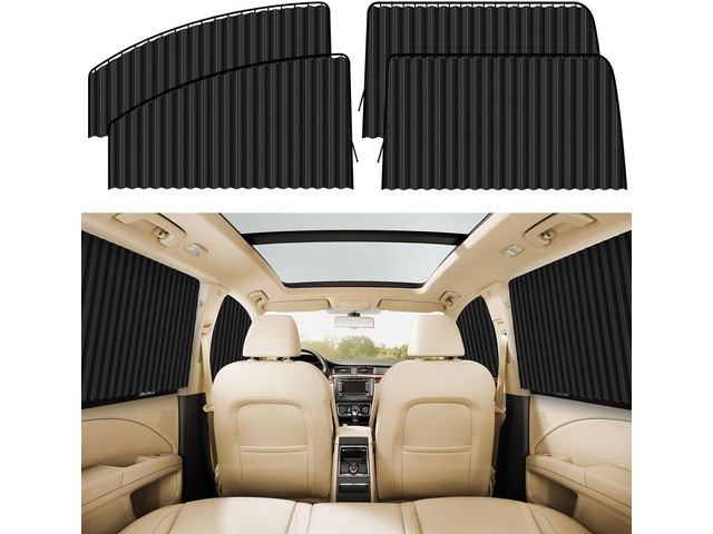 ZATOOTO 4 PCS Side Window Sun Shade Black Privacy Sunshade - Magnetic Curtain Blinds Covers - Keeps Cooler Screen for Sleeping Camping Accessories