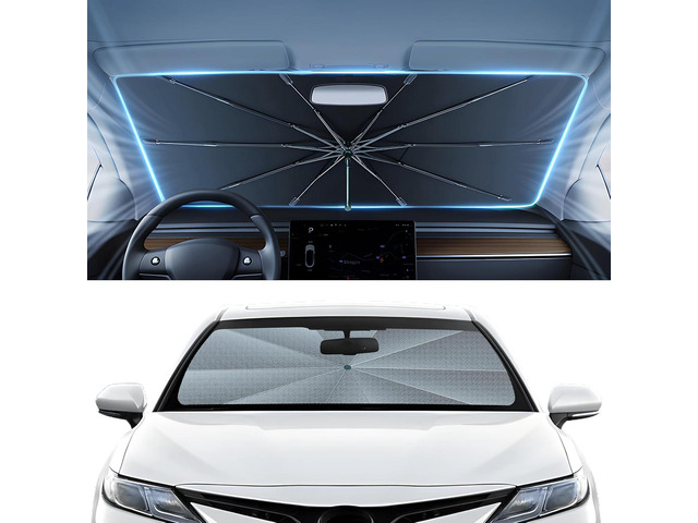 Autorder Windshield Sun Shade Umbrella for 2018-2024 Toyota Camry Accessories,Upgraded Ice Crystal Material,Easy Setup Umbrella Sunshade for Car...