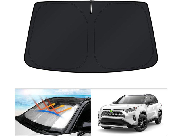 KUST Windshield Sun Shade for Toyota RAV4 2019-2021 2022 2023 2024 2025 Window Accessories Shade Sun Visor Cover Foldable Block UV Rays