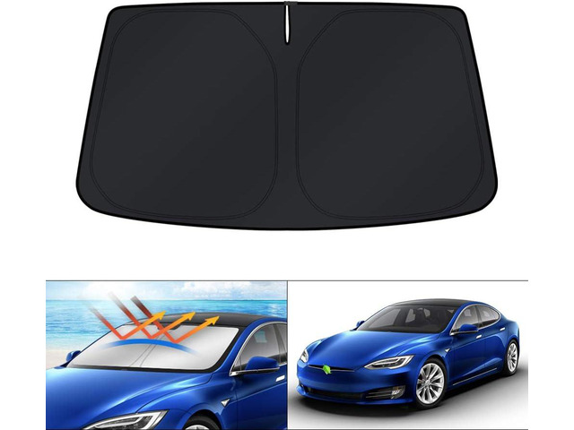 KUST Windshield Sun Shade for 2012-2024 2025 Tesla Model S Accessories (Fit Long Range/LR Model) Sunshade Window Shade Foldable Blocks UV Rays Keep...