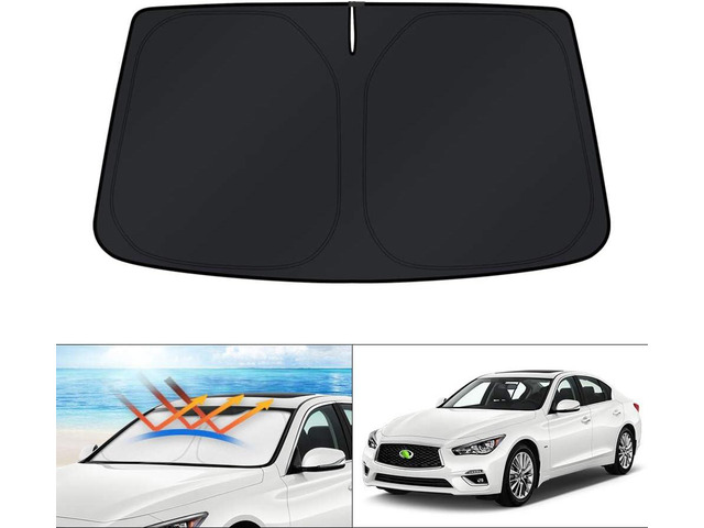 KUST Windshield Sun Shade for 2014-2024 Infiniti Q50 Accessories Custom Fit Window Shade Cover Sun Visor Folding Blocks UV Rays Keep Your Car Cooler