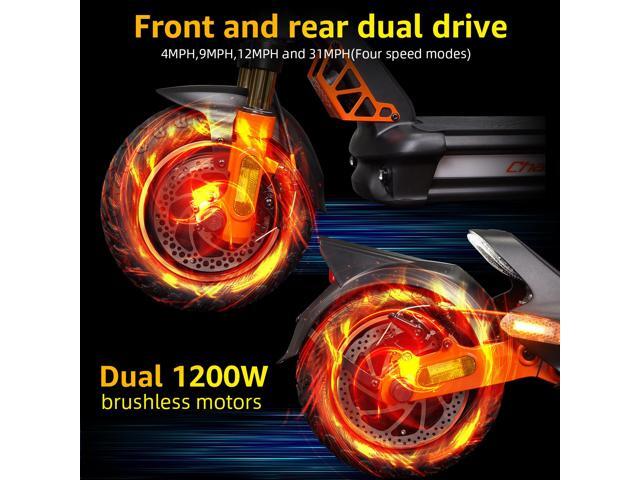 CUNFON Electric Scooter, RZ1000 1200W Dual-Motor up to 50 Miles Range, Folding Electric Scooter for Adult Max Speed 31Mph with 48V 24Ah Battery...