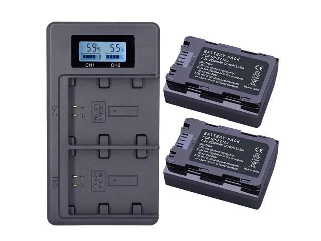 CITYORK NP-FZ100 NP FZ100 NPFZ100 Battery+LCD Dual USB Charger for Sony Alpha A7III A7R III A9 Alpha 9 A7R3 A6600 ZV-E1 Camera 2280mAh