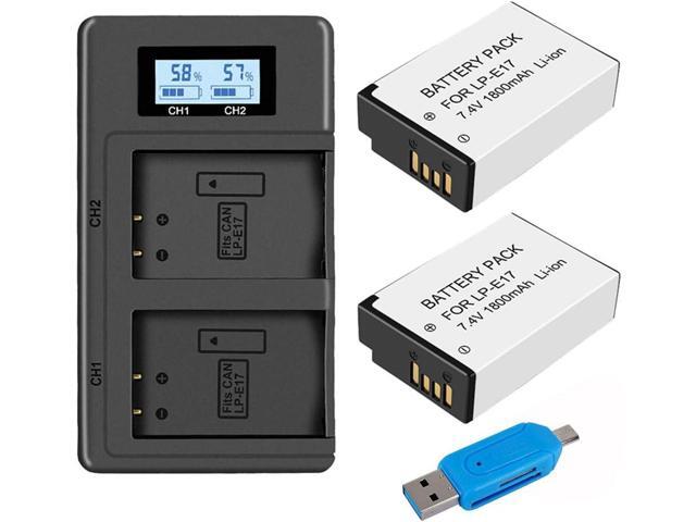 CITYORK 2-Pack LP-E17 1800mAh High Capacity Li-ion Battery and LCD Dual Charger for Canon EOS M3, M5, M6, Rebel T6i, Rebel T6s, Rebel T7i, 750D,...