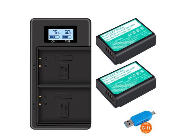 CITYORK 2 Pack of LP-E10 Batteries and Multifunctional USB LCD Battery Charger Kit for Canon EOS Rebel T3, T5, T6, Kiss X50, Kiss X70, EOS 1100D,...