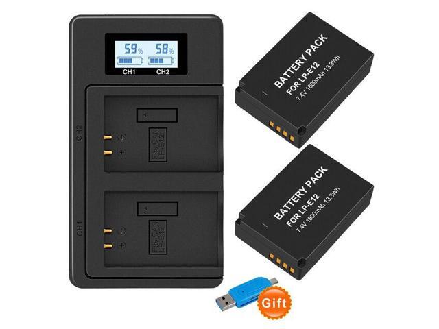 CITYORK LP E12 Camera Battery AKKU + LCD USB Charger for Canon M 100D Kiss X7 Rebel SL1 EOS M10 EOS M50 DSLR,1800mAh
