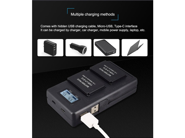 CITYORK LP E12 Camera Battery AKKU + LCD USB Charger for Canon M 100D Kiss X7 Rebel SL1 EOS M10 EOS M50 DSLR,1800mAh