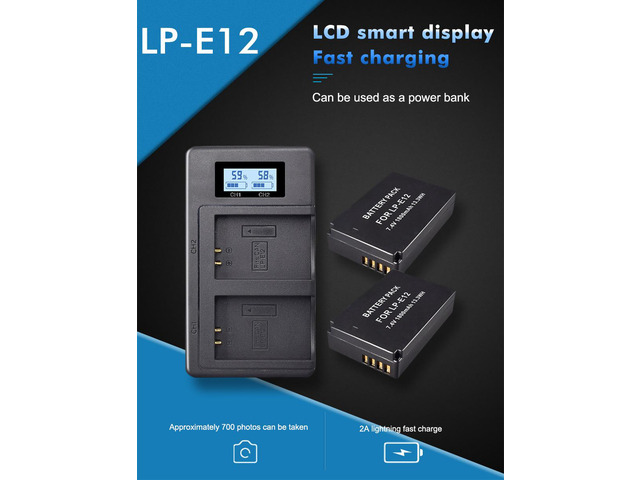 CITYORK LP E12 Camera Battery AKKU + LCD USB Charger for Canon M 100D Kiss X7 Rebel SL1 EOS M10 EOS M50 DSLR,1800mAh