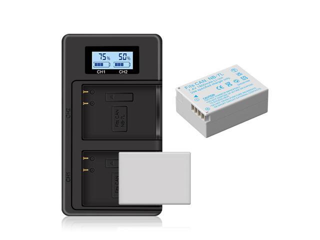 CITYORK 2 Pack NB-7L batteries with Lcd intelligent Fast Charger For Canon PowerShot G10 11 12 SX30 Digital Camera,1800mAh