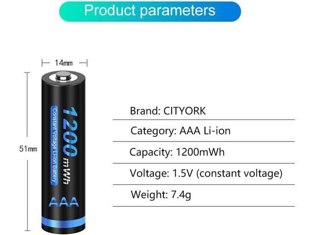 CITYORK 8 Pack 1.5 V AAA 1200mWh Lithium Battery with 8 Bay AA AAA Battery Charger
