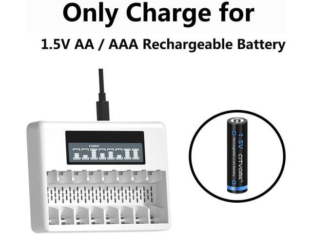 CITYORK 8 Pack 1.5 V AAA 1200mWh Lithium Battery with 8 Bay AA AAA Battery Charger
