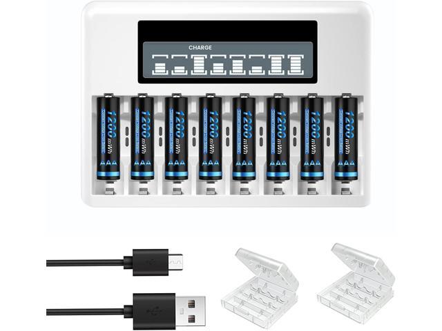 CITYORK 8 Pack 1.5 V AAA 1200mWh Lithium Battery with 8 Bay AA AAA Battery Charger