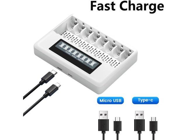 CITYORK 4 Pack 1.5 V AA 3000mWh with 4 Pack 1.5V AAA 1200mWh Rechargeable Lithium Battery with 8 Bay AA AAA Battery Charger