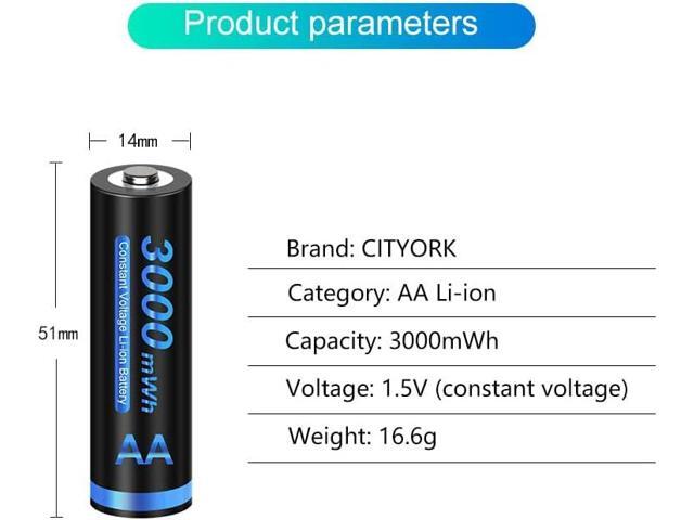 CITYORK 8 Pack 1.5 V AA 3000mWh Lithium Battery with 8 Bay AA AAA Battery Charger