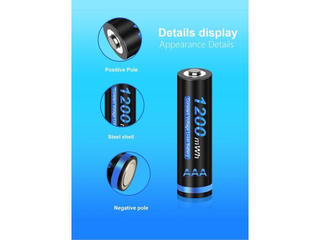 CITYORK 8 Pack 1.5V AAA 1200mWh Lithium Rechargeable Batteries with 4 Bay Battery Charger