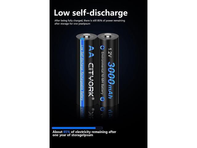 CITYORK 8 Pack 1.2V Ni-MH AA 3000mah Rechargeable Battery for Solar Lights, Remote Controller, Electric Toys