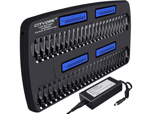 CITYORK 48 Bay AA AAA Multiple Battery Charger LCD Display for 1.2V AA/AAA NiMH/NiCd Rechargeable Batteries with Built-in IC Protection & AC Wall...