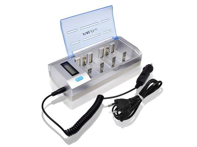 Universal AA AAA C D 9V Battery Charger, LCD Smart Individual Charger with Discharge Function Fast Charging for AA AAA C D 9V Ni-MH Ni-CD...