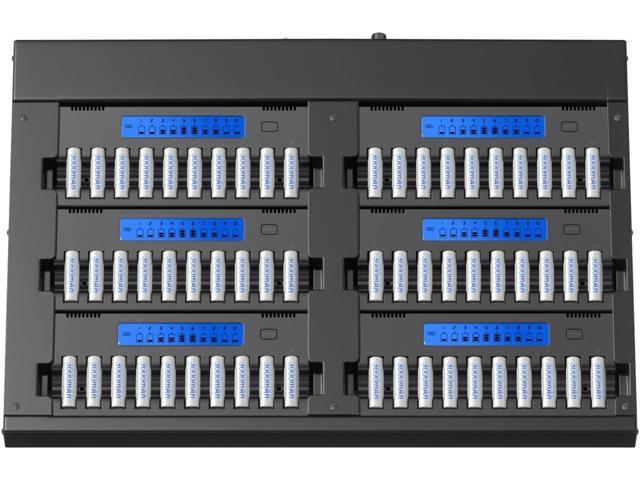 60 Bay 1.2V AA Battery Charger for Karaoke with Smart LCD Display for 1.2V NiMH AA Rechargeable Batteries Double A Batteries for KTV with Refresh...