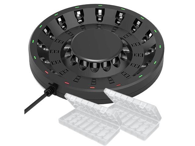 CITYORK 16 Bay AA AAA Battery Charger Fast for 1.2V NiMH/NiCd Double A and Triple A Household Rechargeable Batteries with Battery Holder Case