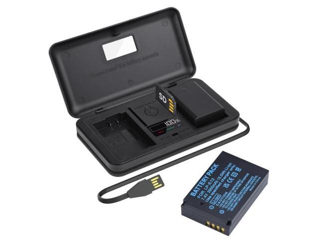 CITYORK LP-E12 Card Reading Multifunction Battery Charger Case with 2-Pack LP-E12 7.4v 2000mAh Batteries for Canon EOS-M, EOS M2, EOS M10, EOS M50,...