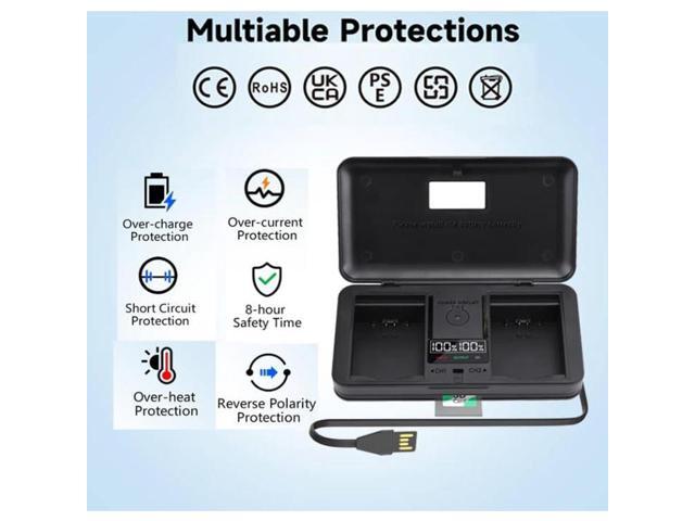 CITYORK LP-E12 Card Reading Multifunction Battery Charger Case with 2-Pack LP-E12 7.4v 2000mAh Batteries for Canon EOS-M, EOS M2, EOS M10, EOS M50,...