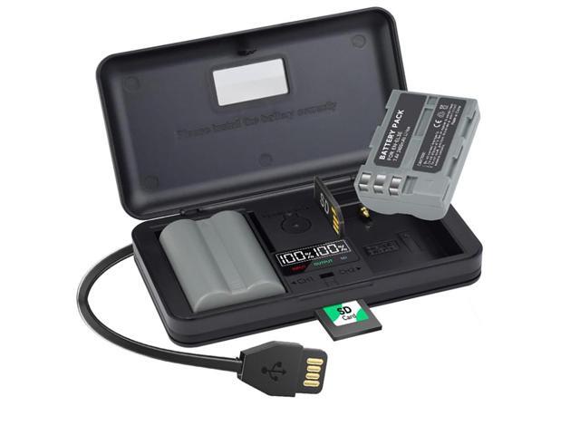 CITYORK 2 Pack EN-EL3E Replacement Battery 2400mAh with LCD Built-in USB Cable Charger with Type C Port for Nikon ENEL3E,ENEL3A, DSLR, D50, D70,...