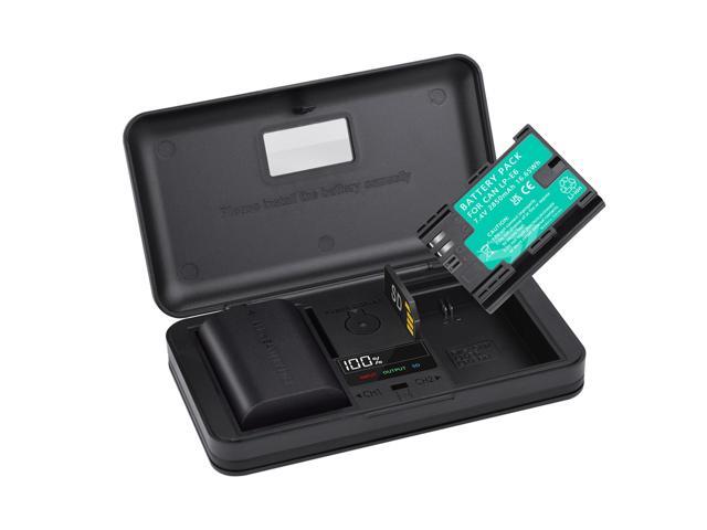 CITYORK LP-E6 LP E6N Batteries 2 Pack 2850mAh and LCD Charger Case with SD Memory Card Reader for Canon EOS 5D Mark II 5D Mark III 5DS 5DS R 6D 7D...